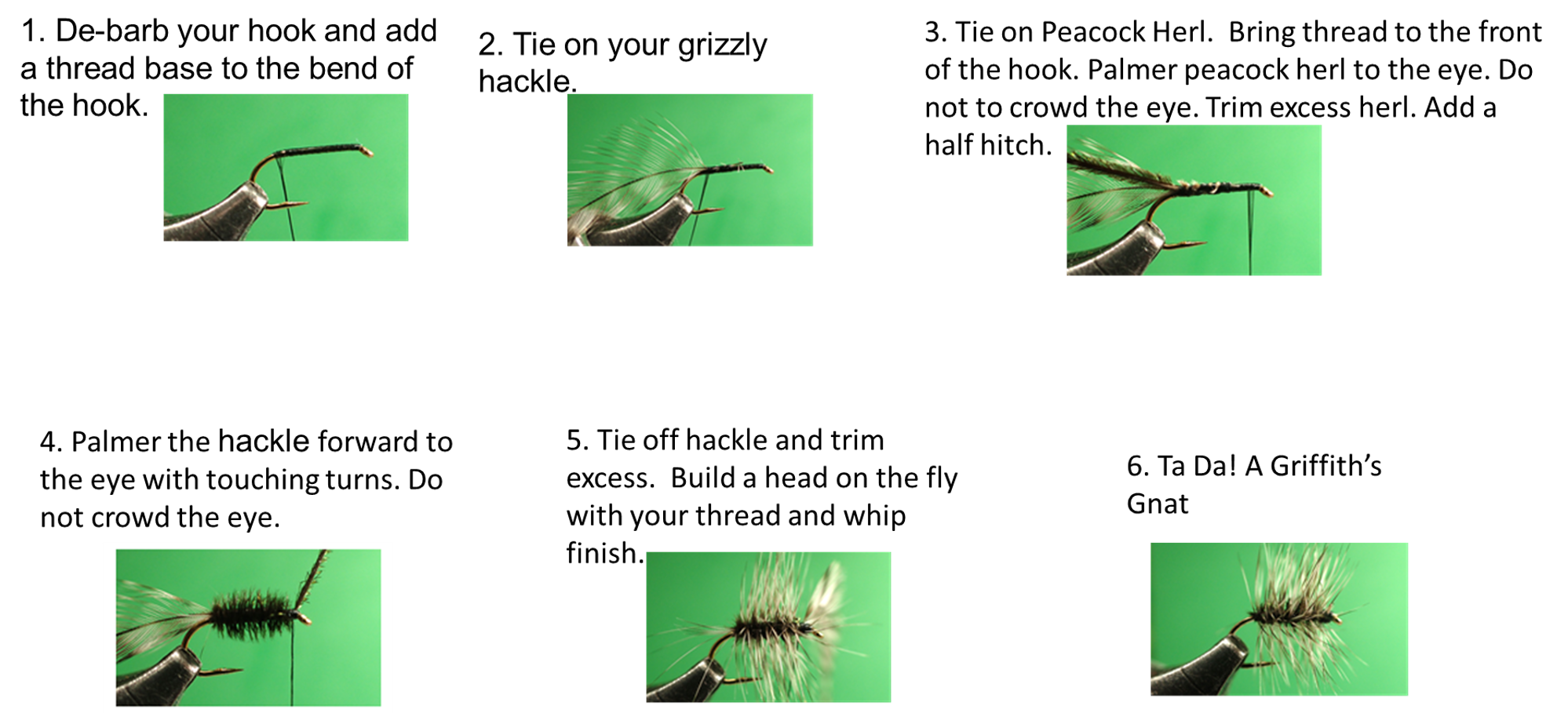 Flies Griffith's Gnat materials, tying instructions, and video