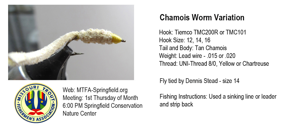 Chamois Worm Variation - Missouri Trout Fisherman's Association -  Springfield Chapter